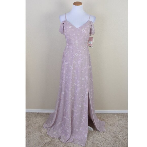 Birdy Grey Mauve Floret Floral Devin Slit Dress NEW - M - Picture 1 of 10